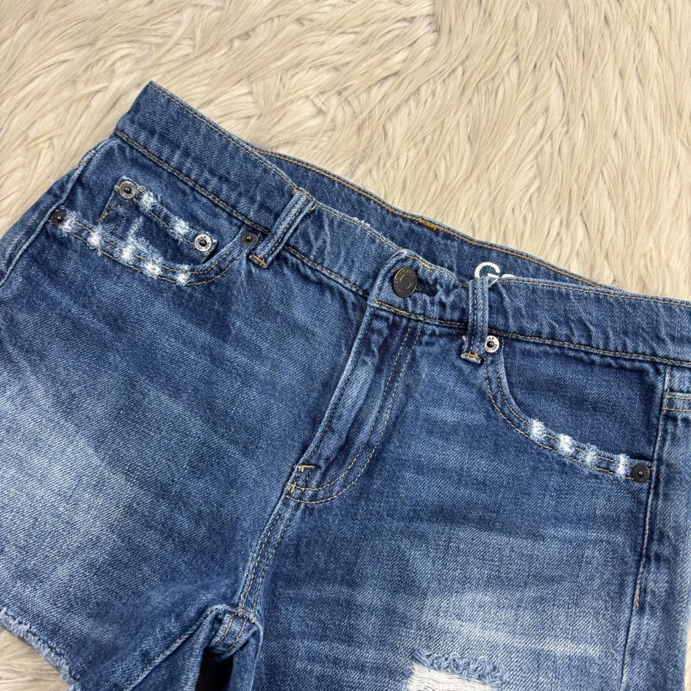 Gap Women's 24 Medium Wash Distressed Cut Off Shorts Festival Boho Classic - Picture 3 of 6